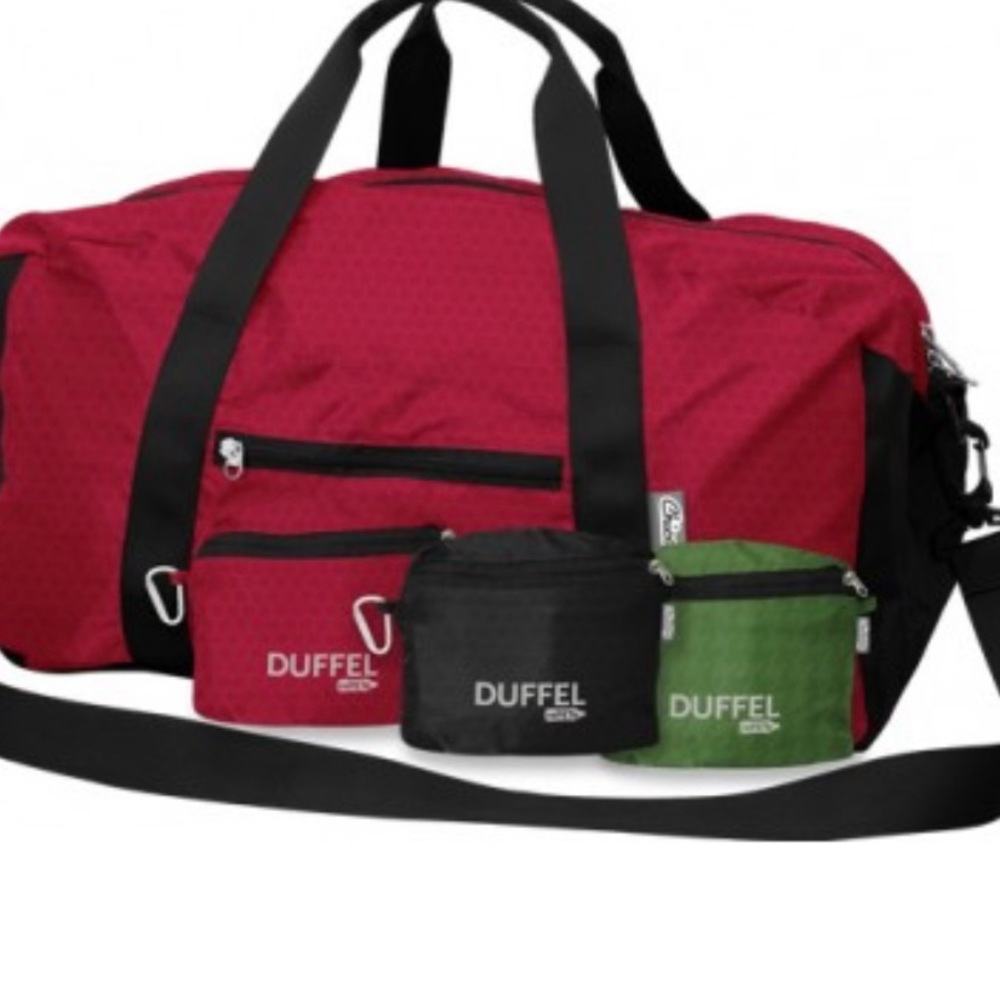 Compact "pouch-able" Duffel Bag, Great for travel! 2/40$.Purple & grey avail.